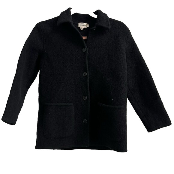 J. Crew Black Boiled Wool Canton Jacket Size Small Mid Length Quiet Luxury Coat - Picture 2 of 5